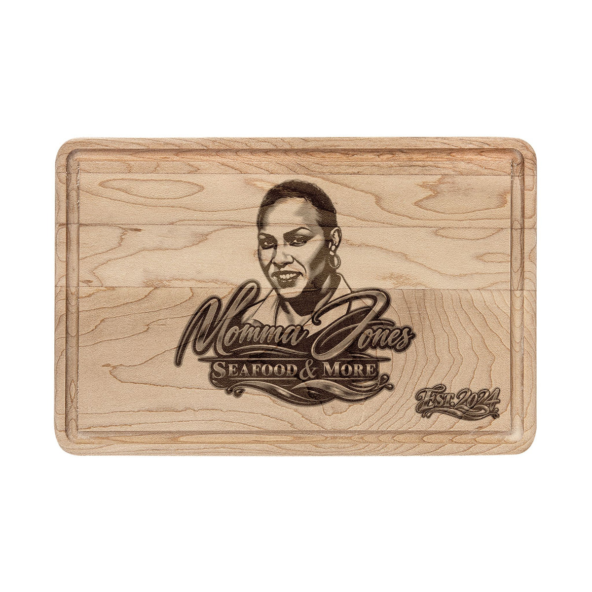 Engraved Maple Cutting Board — Momma Jones Logo